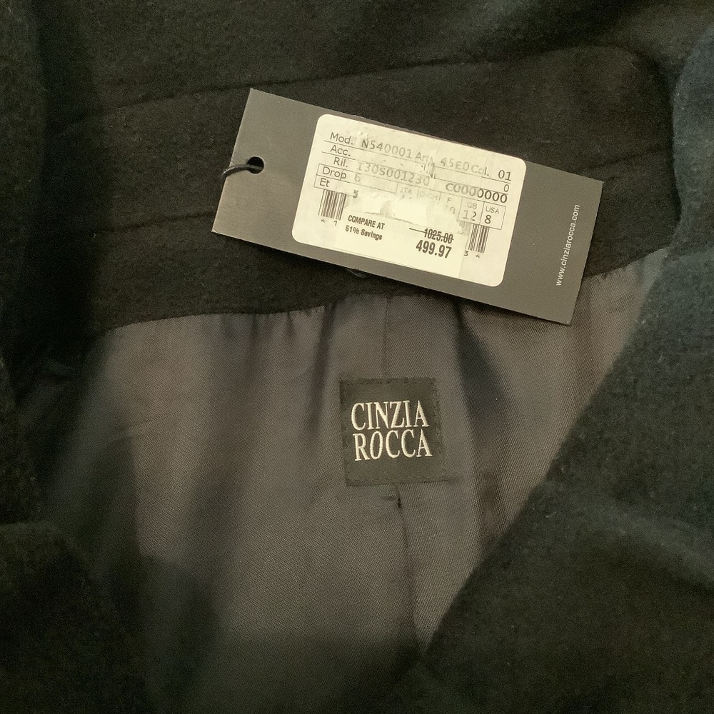 Cinzia Rocca Black 100% Virgin Wool Coat -8 - Picture 16 of 16